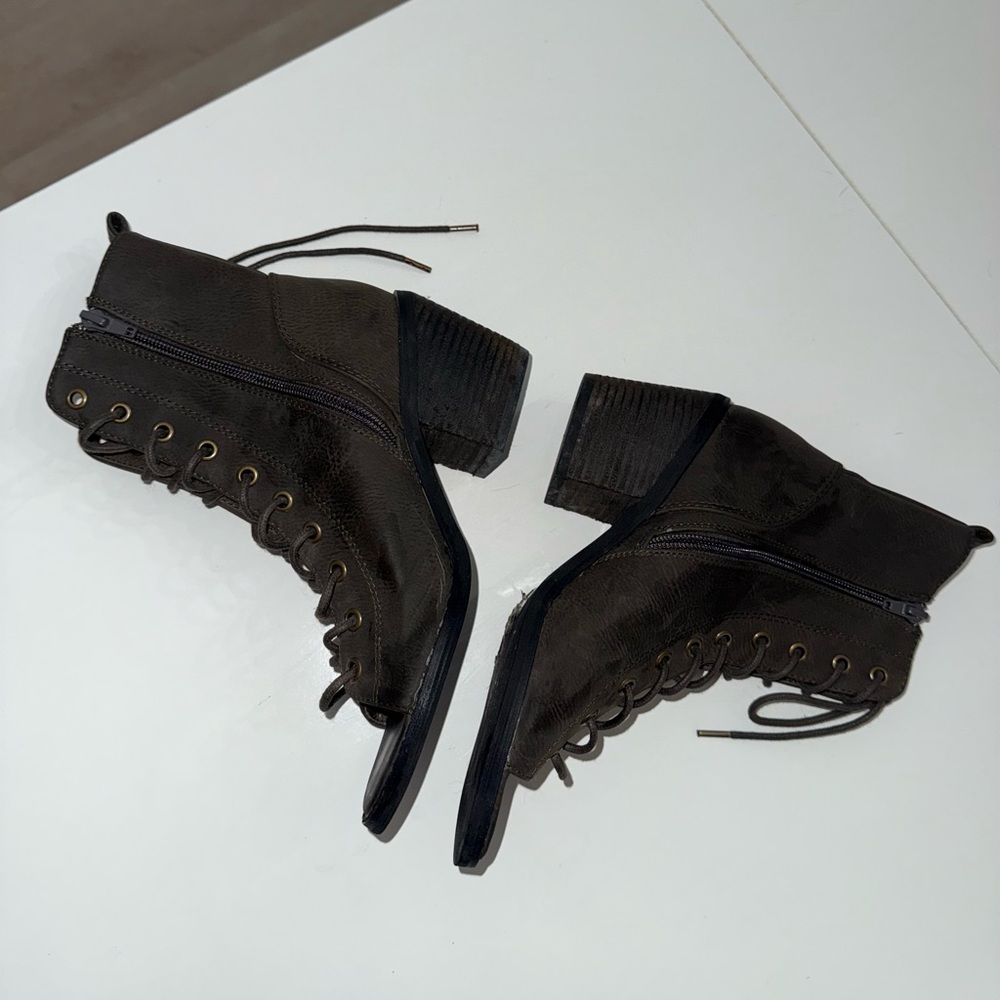 Fashion Nova Dark Grey Lace-Up Boots